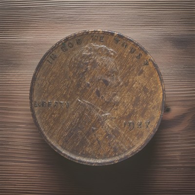 1927 Lincoln Wheat Penny, Wood Grain Effect, AU, About Uncirculated