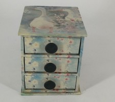 Schmuckkästchen 3 Schubladen Mini Kommode Gänse Motiv Judy Buswell Vintage