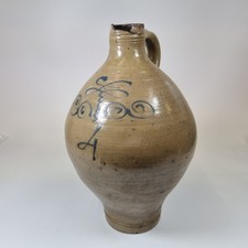 Antique 19thC French? Stoneware Water Carrier Or Cider Jug Flagon 34cm A/F