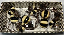 MacKenzie Childs Courtly Stripe Pumpkin Napkin Rings Set Of 8 Stripe Novelty
