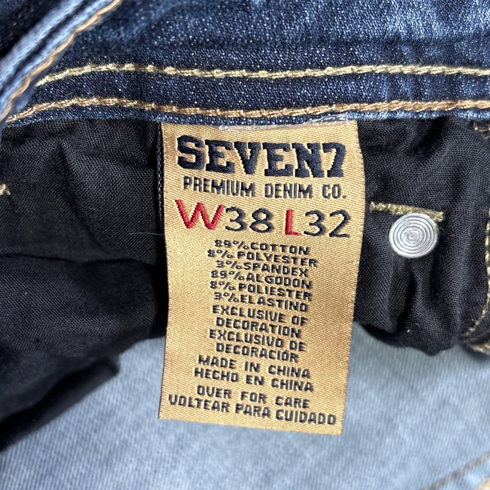 Seven7 Jeans Mens 38x32 Straight Fit Stretch Faded Medium Wash Denim 37x30 - View 5