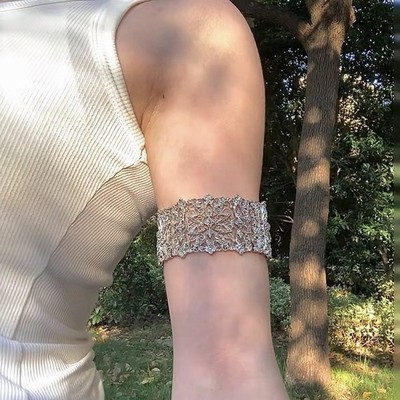 silver Lace Arm Cuff Bracelet | Adjustable Upper Arm Band