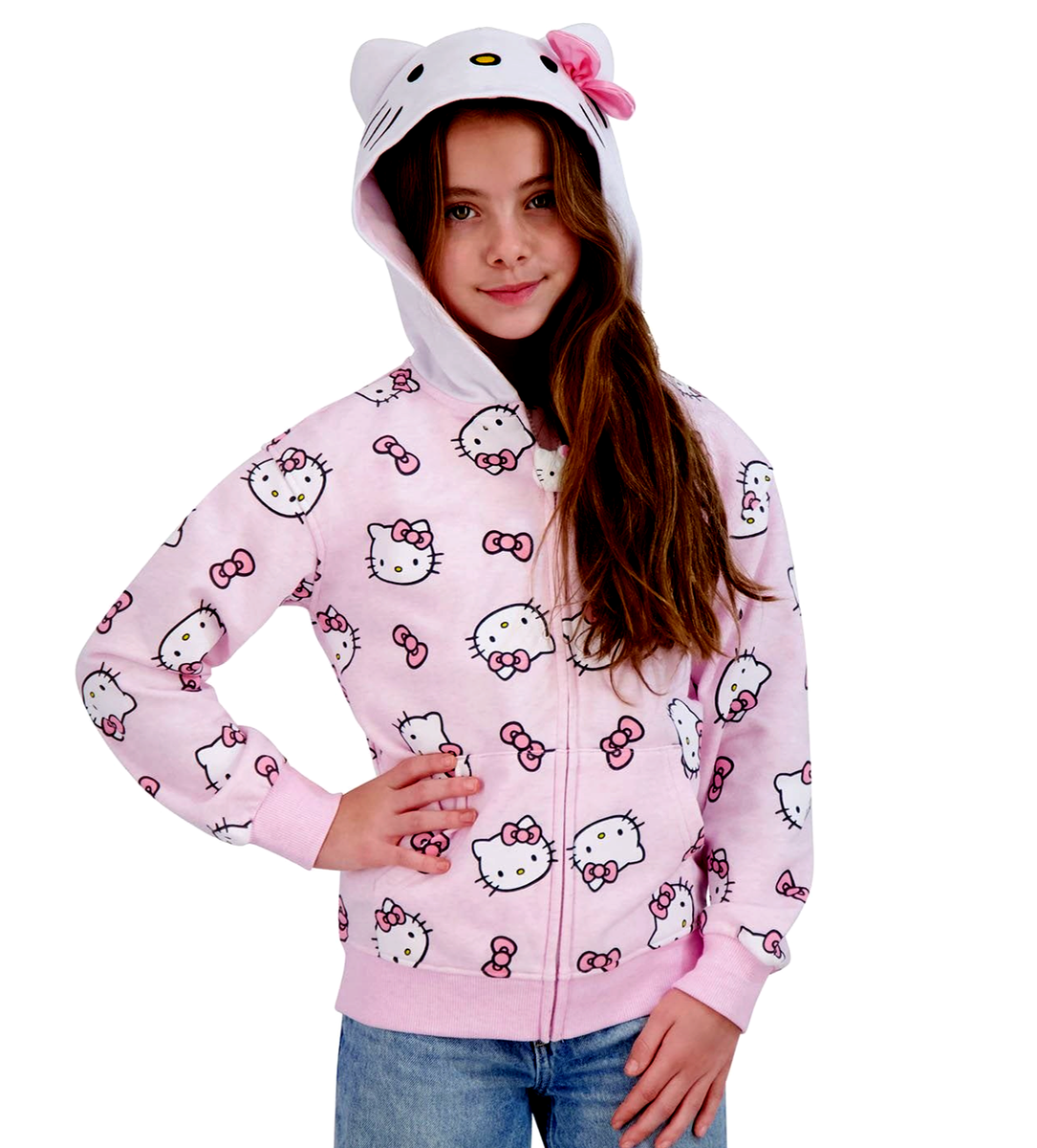 Hello Kitty Hoodie Jacket Girls 4 5 6 8 10 12 Sweatshirt Ears