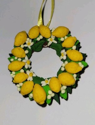 Dollhouse Lemon Wreath Door Decor Display Lemon Fruit Citrus Decor