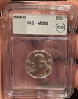 1964 Quarter  ICG Graded MS66 Silver Uncirculated