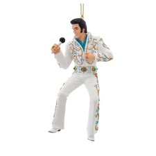 Kurt Adler Resin Ornament for Christmas Tree, Elvis in Blue  White Jumpsuit