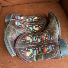 Women s Brown Leather Western Pull-On Mid-Cal...
