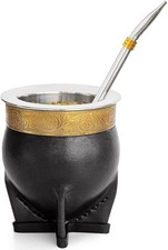 Premium Argentina Imperial Yerba Mate Cup with Bombilla Mate Straw Set,Baroque
