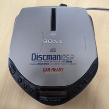 Vtg SONY Discman D-E307CK Mega Bass Silver Car Ready CD Player W/Charger Tested