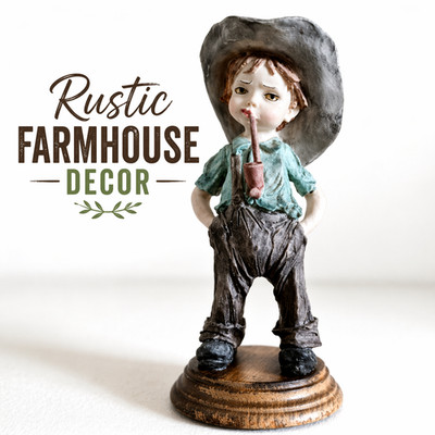 Rustikale Landhaus Junge Figur Bauernhaus Deko Vintage Stil Statue