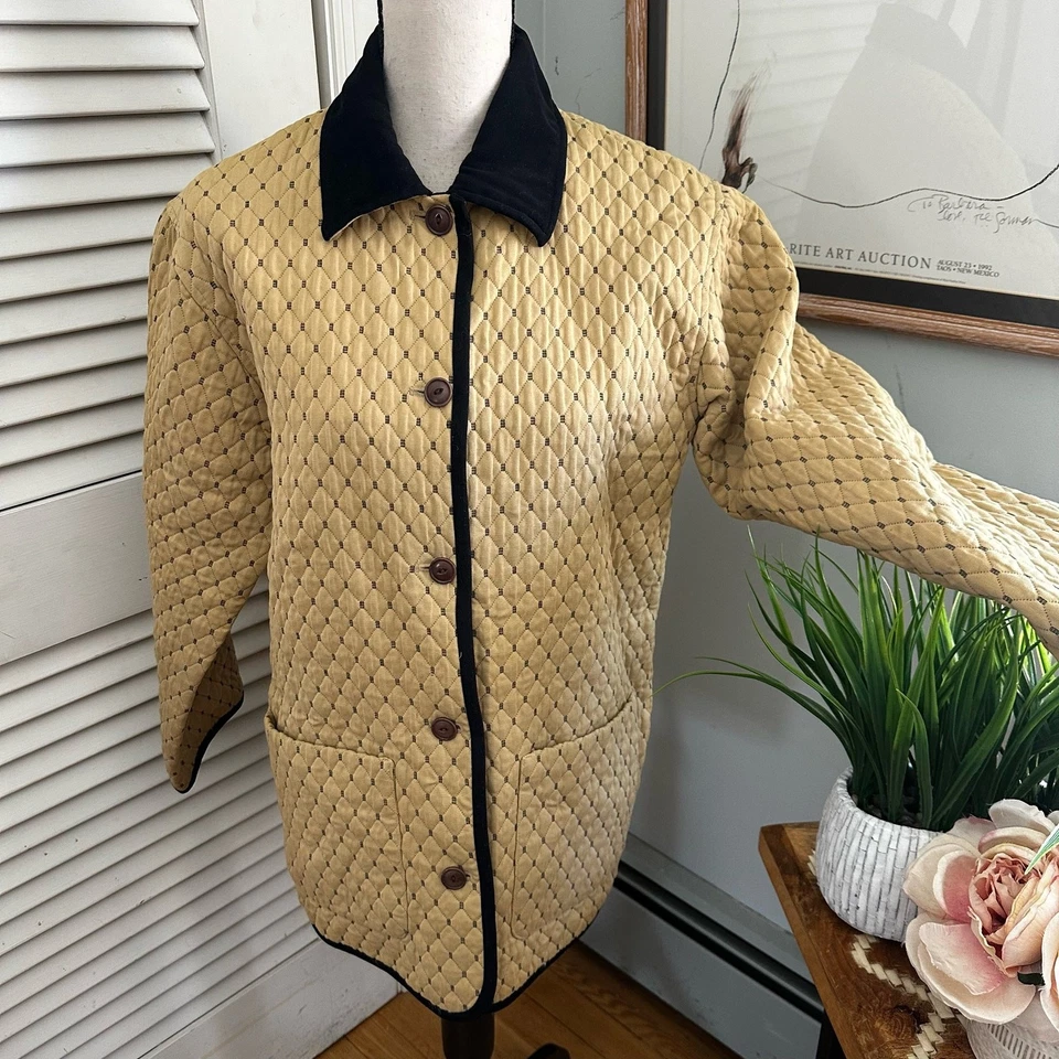 Винтажная женская куртка J MCLAUGHLIN 8 бежевая стеганая уличная опрятная повседневная - Изображение 3 из 4