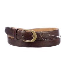 Auth YSL Vintage Women  s Skinny Belt Burnished Cowhide Leather 42.5  Brown