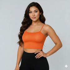 WOMENS PLAIN STRAPPY CAMI BASIC BRALET GYM SPORTS RUNNING CROP BRA VEST  TOP