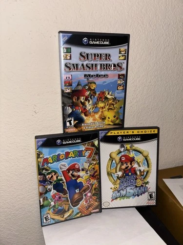 New ListingSuper Smash Bros Melee Mario Sunshine Mario Party 7 Complete Nintendo GameCube