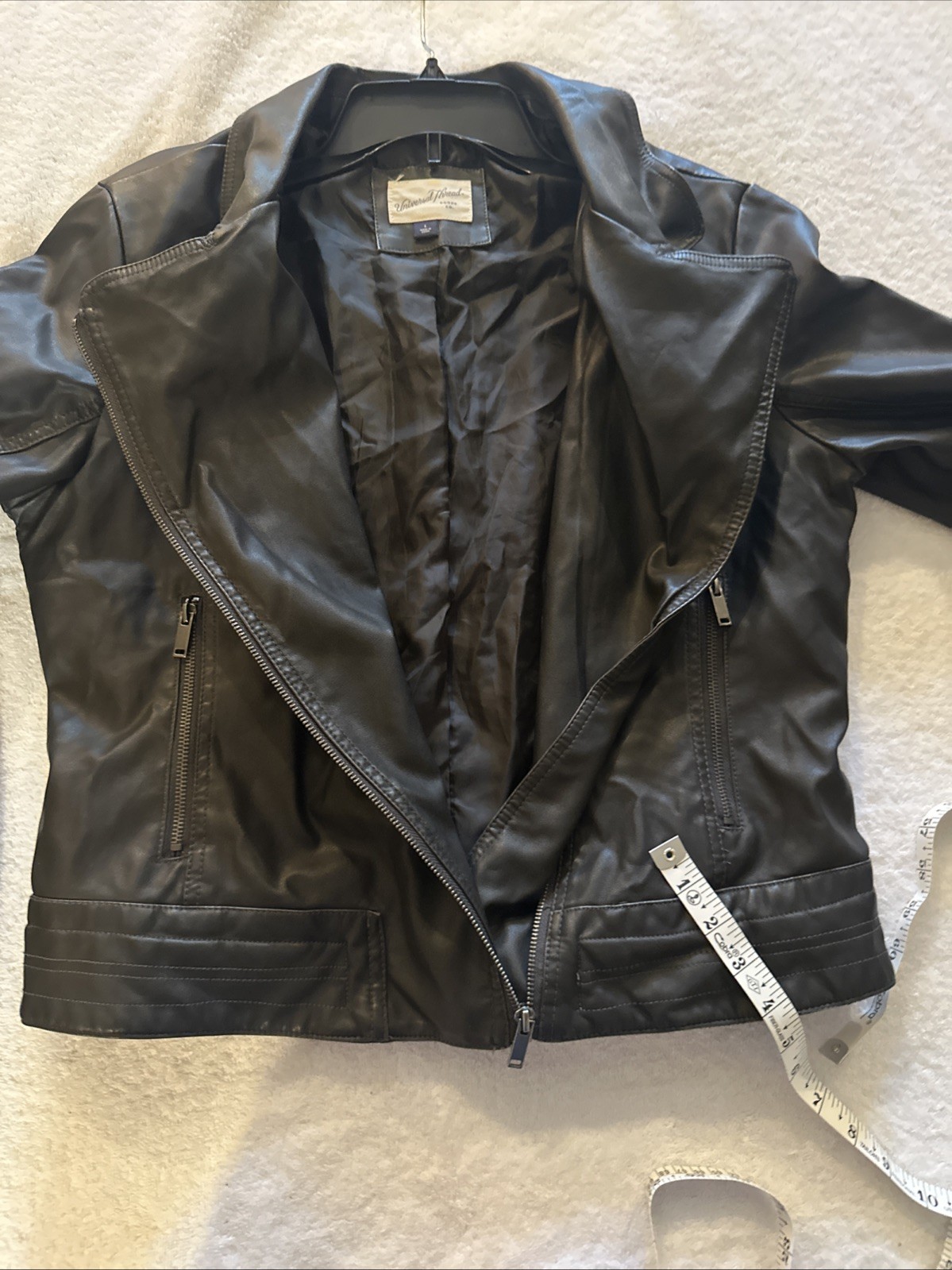Universal Thread L Black Leather Jacket Women's S… - image 15