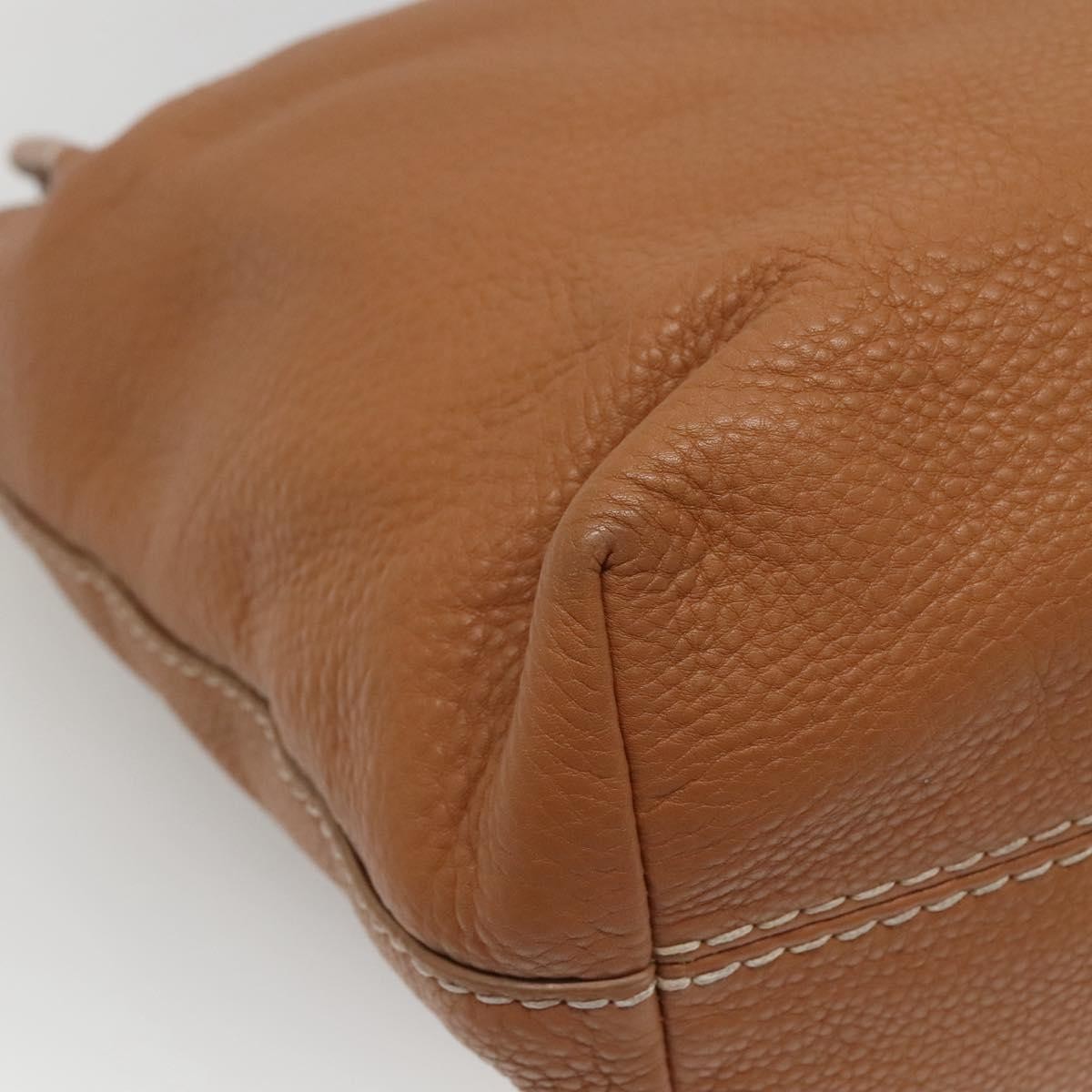 Prada Embossed Logo Convertible Open Tote Vitello Daino Brown Leather Tote Bag thumbnail 12