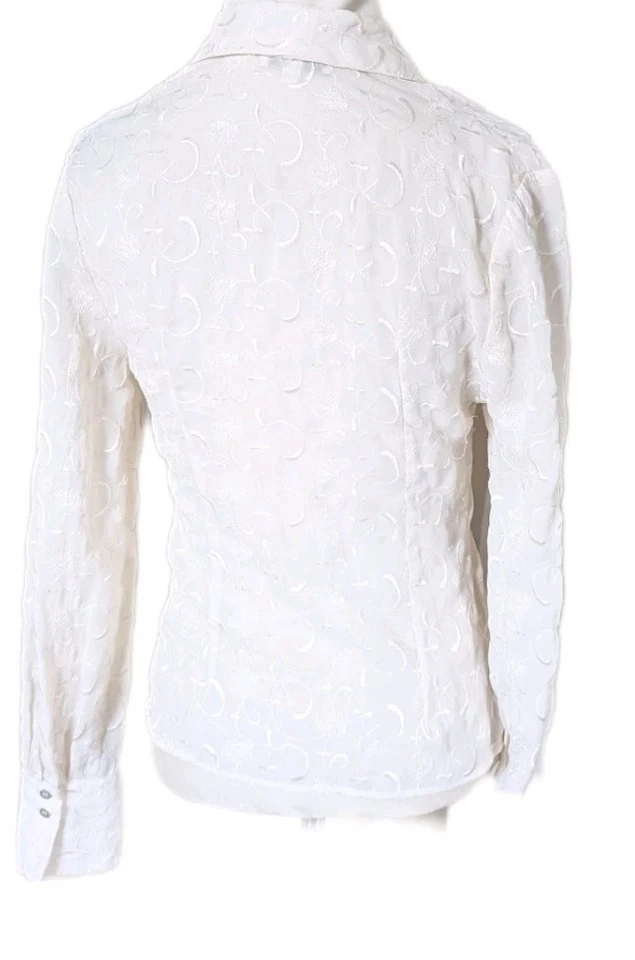 Top Bebe vintage Y2K blanco estampado floral con botones de gasa manga larga Foto 4 de 4