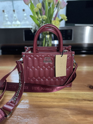 NEW Steve Madden Bniko Quilted Crossbody Shoulder Tote Bag Sun Dried Tomato