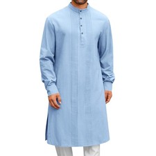 Men's Middle Eastern Clothes Long Sleeve Muslim Islamic Kaftan