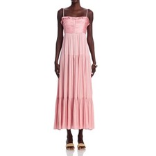 AQUA Womens Dress Size S Pink Tiered Ruffle Strap Sleeveless Maxi Casual