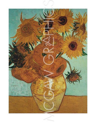 Sunflowers on Blue 1888, van Gogh, Wall Art Print Poster 14'' x 11''    209