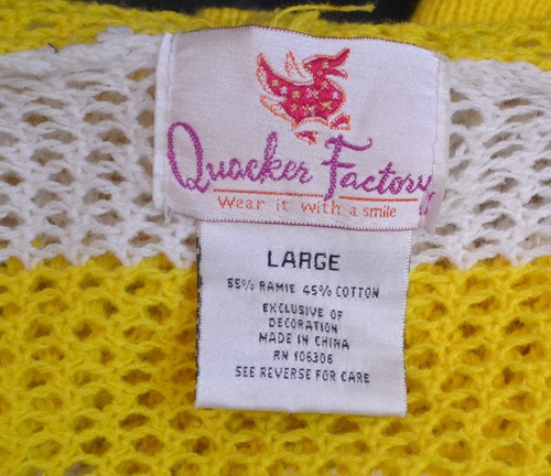 Quacker Factory hoodie full zip mesh sunny yellow striped SWEATER top size M L - Picture 5 of 5