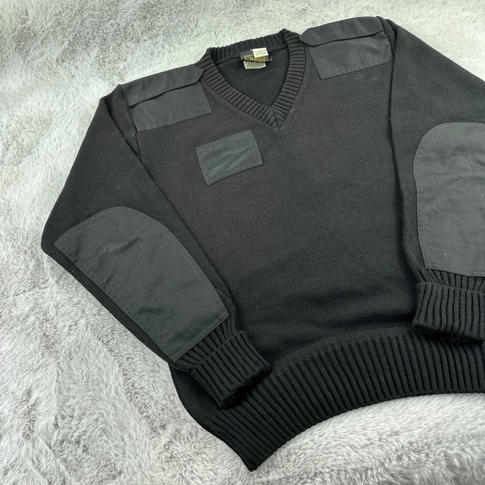 Vintage Citadel Sweater Mens Large Black Patches Military Equipment Corp Outdoor - Image 3 of 4