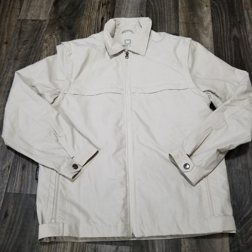 Scottevest Jacket Mens M Beige Sterling Tec Removable Sleeves Utility Travel