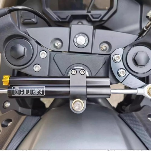 Universal Motorcycle Steering Damper Stabilizer Adjustable Ohlin 2-tube Black - Picture 9 of 12
