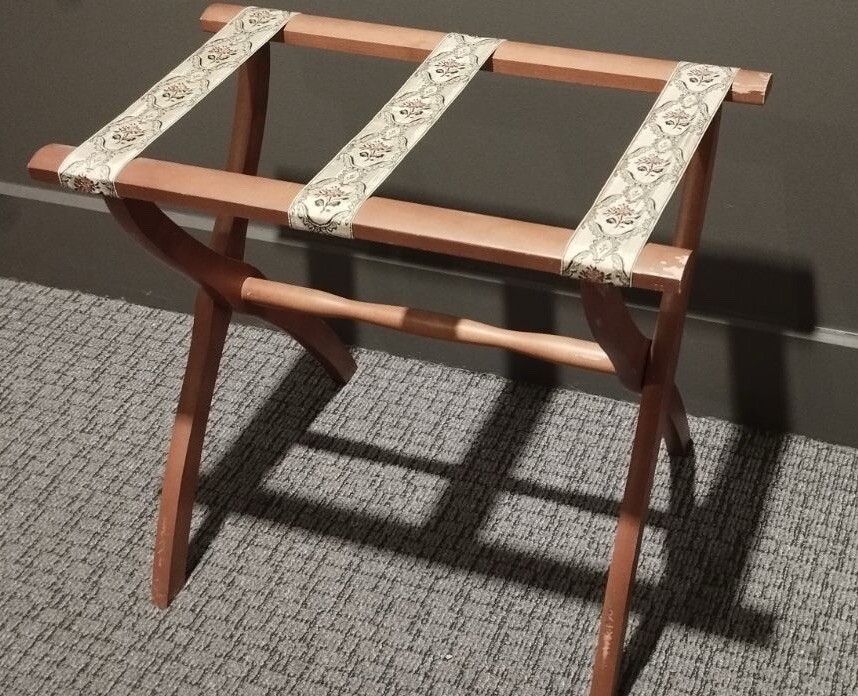 Vintage Scheibe Wooden Folding Luggage Suitcase Rack Hotel Stand