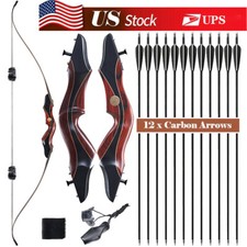 Hunting 60" Recurve Bow and Arrow Set Archery Takedown Bow RH Shooting Target