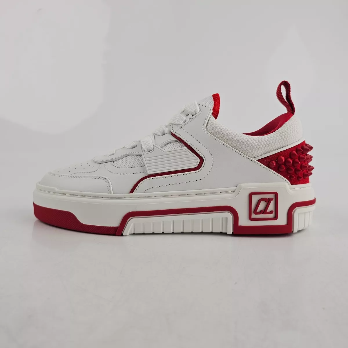 Baskets femme en cuir blanc rouge Christian Louboutin Astroloubi neuves