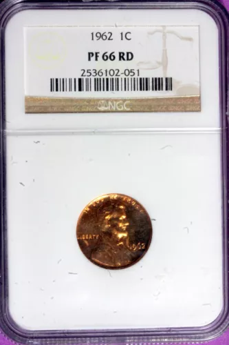 1962 1C PF 66 RD NGC LINCOLN MEMORIAL CENT #B34450