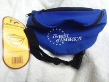 Fanny Pack Blue Cotton Canvas Best of America 2 Zippered Compartments 10" New