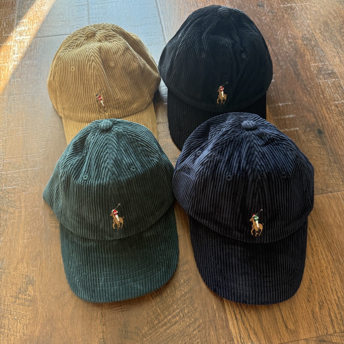 NWT Polo Ralph Lauren Pony Corduroy Baseball/Golf Hat Cap Leather