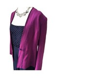 jacques vert Navy Chiffon Dress 22 Cerise Pink Jacket S20 Excel Away