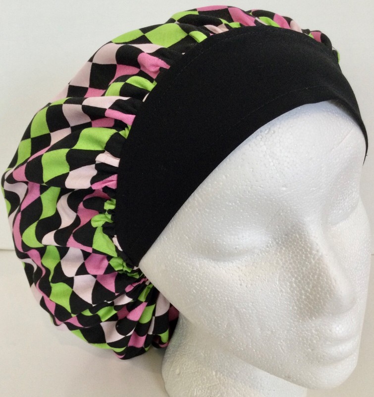 Colorful Diamond Scrub Cap Large Bouffant Medical Surgery veterinarian chef Hat
