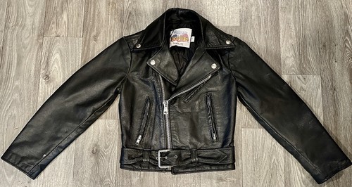 HTF Excelled Leather Jacket Kids Size 10 Black USA Biker Motorcycle