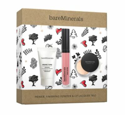bare Minerals PRIMER MINERAL VEIL & LIP LACQUER TRIO $38 PRIME TIME ~ New Boxed