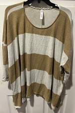 Paisley Grace USA Made 3/4 Sleeve Gold/ivory Color Bloc Tunic Womens Size XLarge