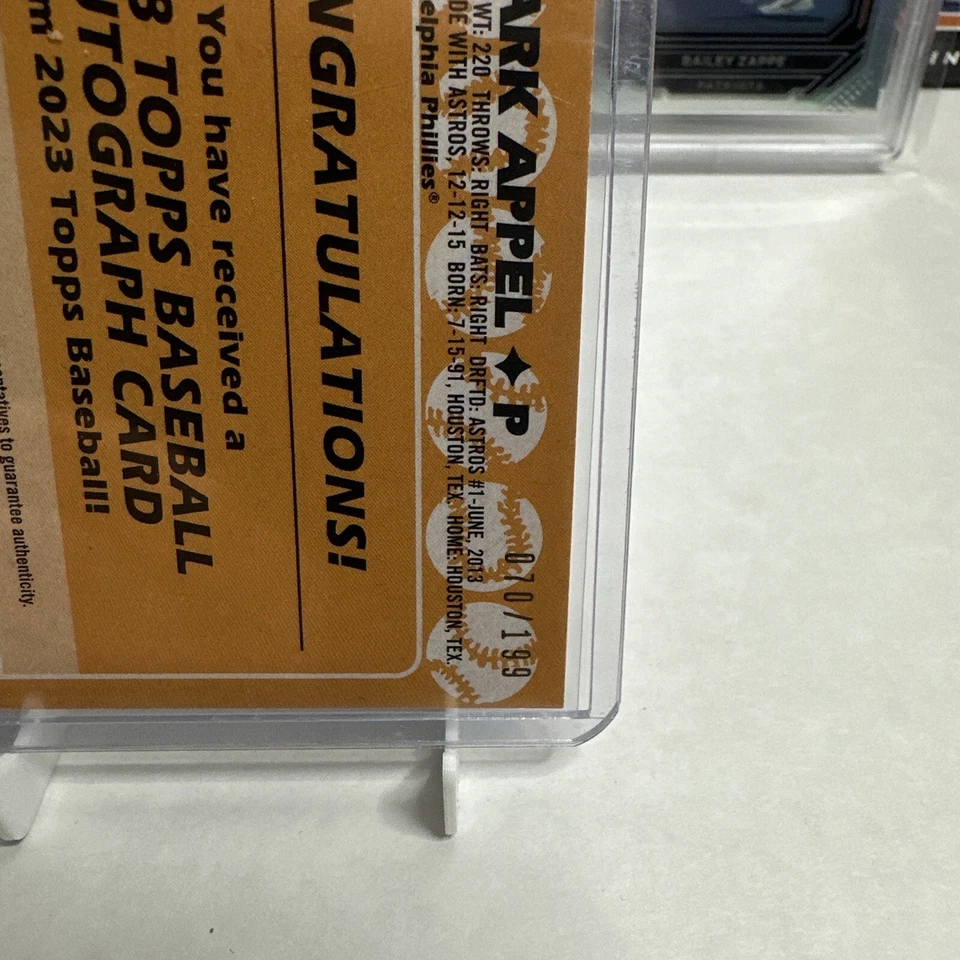 Tarjeta Topps Serie 1 Mark Appel 1988 Topps Black Border Auto #’d/199 RC 2023 Foto 4 de 4