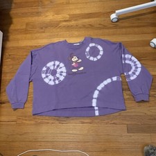 GUC Mickey Mouse Sz CL Disney Land Resorts Tie-Dye Sweatshirt Purple Cropped