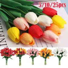 5/10/25pack Real Touch Tulip Artificial Flower Fake Wedding Home  Party Decor