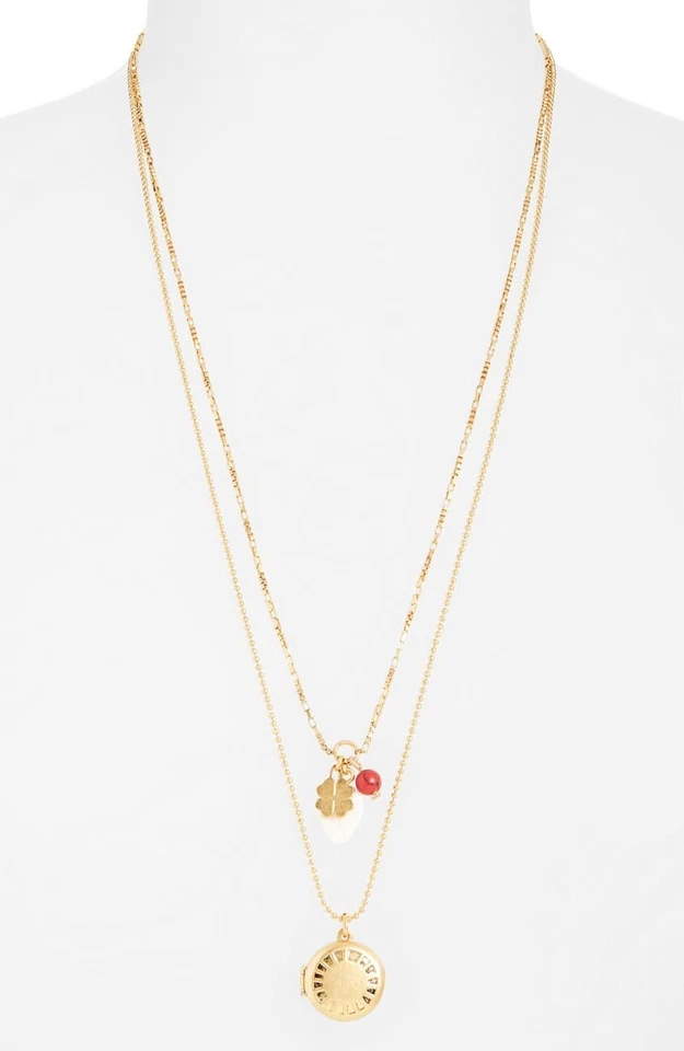 Collar Madewell Grabado en Oro Medallón Capa Dijes de la Suerte Capas NUEVO Foto 2 de 4