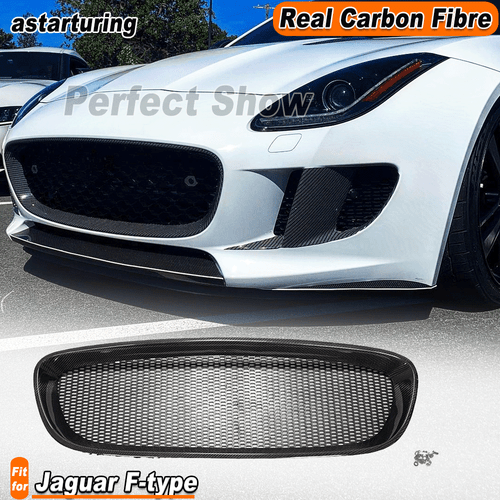 Fit For Jaguar F-type 2013-16 Real Carbon Fiber Front Bumper Grill Grille Frame  - Bild 1 von 13