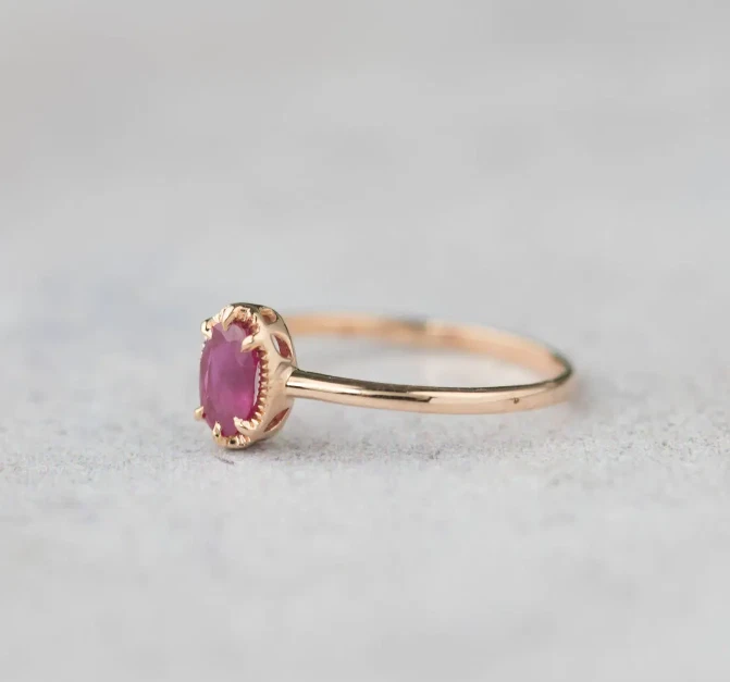 Natural Ruby Gemstone Ring 10k Solid Gold Ring Statement Ring Size Available - Image 2 of 4