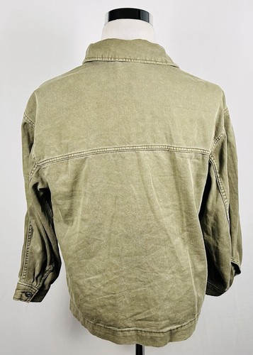 H&M Divided Size Small Denim Jean Jacket Green Wash 100% Cotton Metal Buttons - Picture 4 of 4