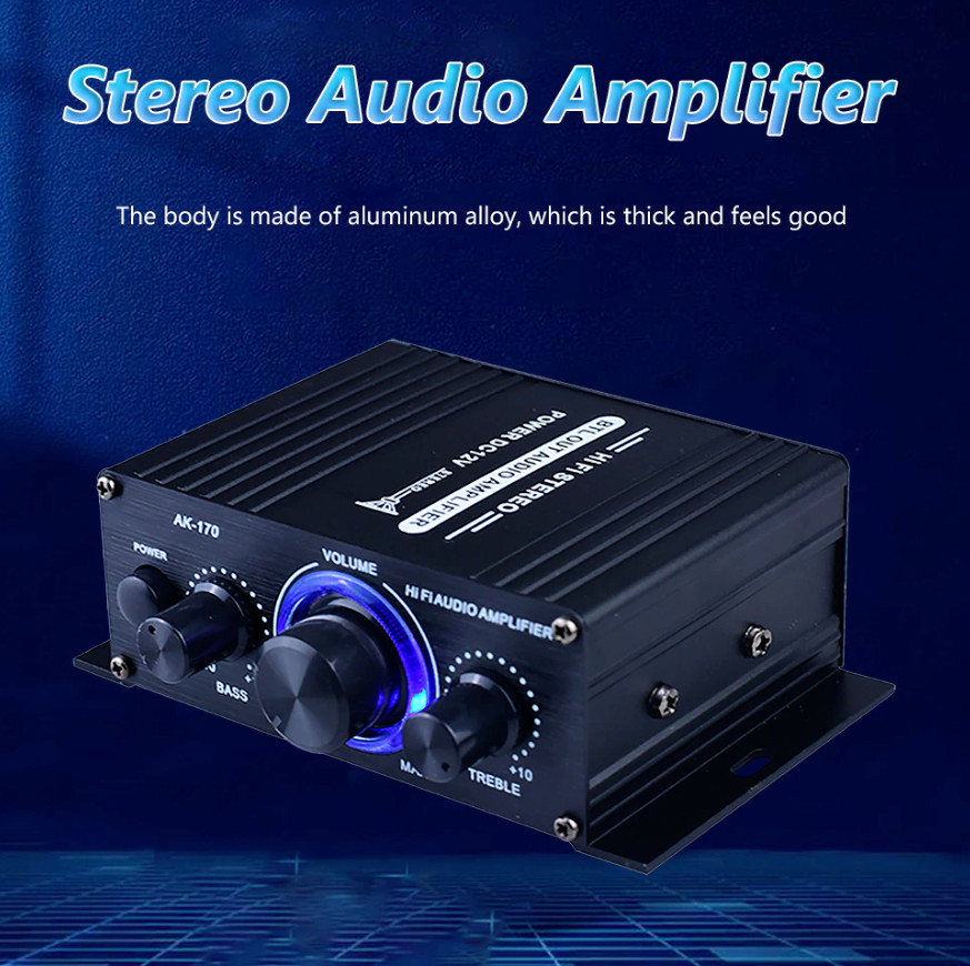 400W 12V 2.1Channel Powerful Stereo Audio Power Amplifier HiFi Bass Amp Car Home