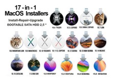 17 en 1 - Mac OS installers on HDD 2.5 Sequoia, High Sierra - quantité limitée!!