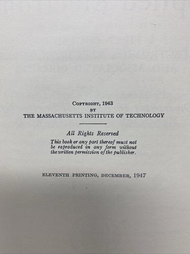 Vintage MIT principles of electrical engineering applied electronics 1947 - Picture 4 of 10